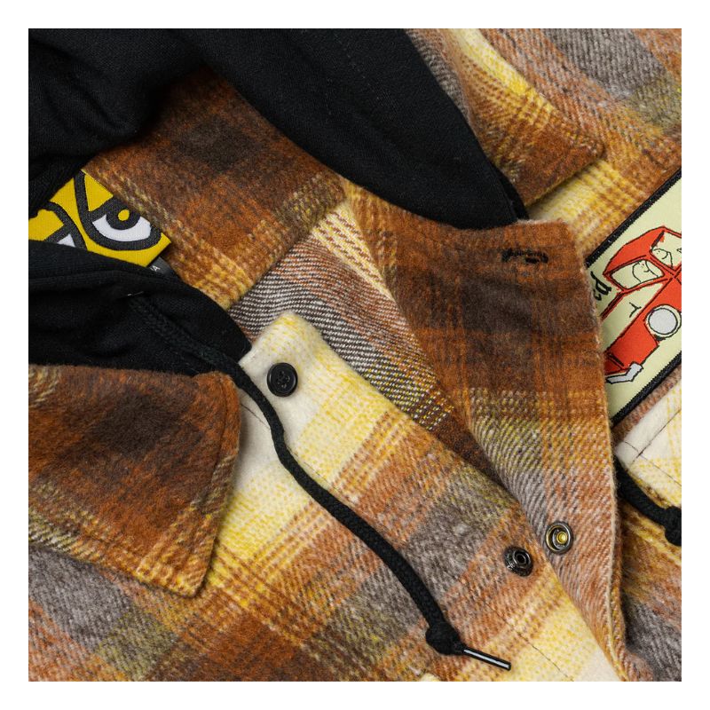 Chamarra Krooked Double Ok Hooded Fannel Café