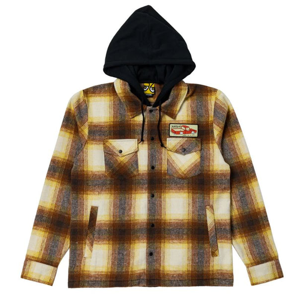 Chamarra Krooked Double Ok Hooded Fannel Café