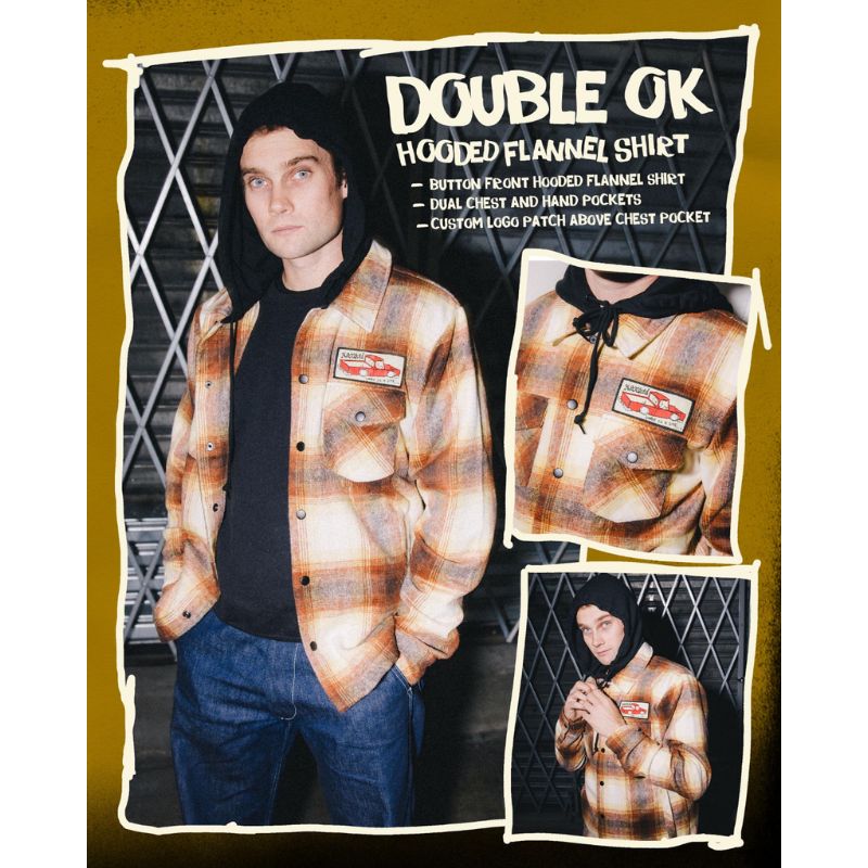 Chamarra Krooked Double Ok Hooded Fannel Café