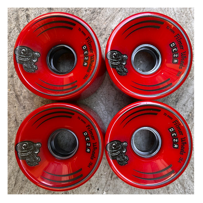 Ruedas Deza Skateboards para Longboard Filmer 70 mm 78A Rojo
