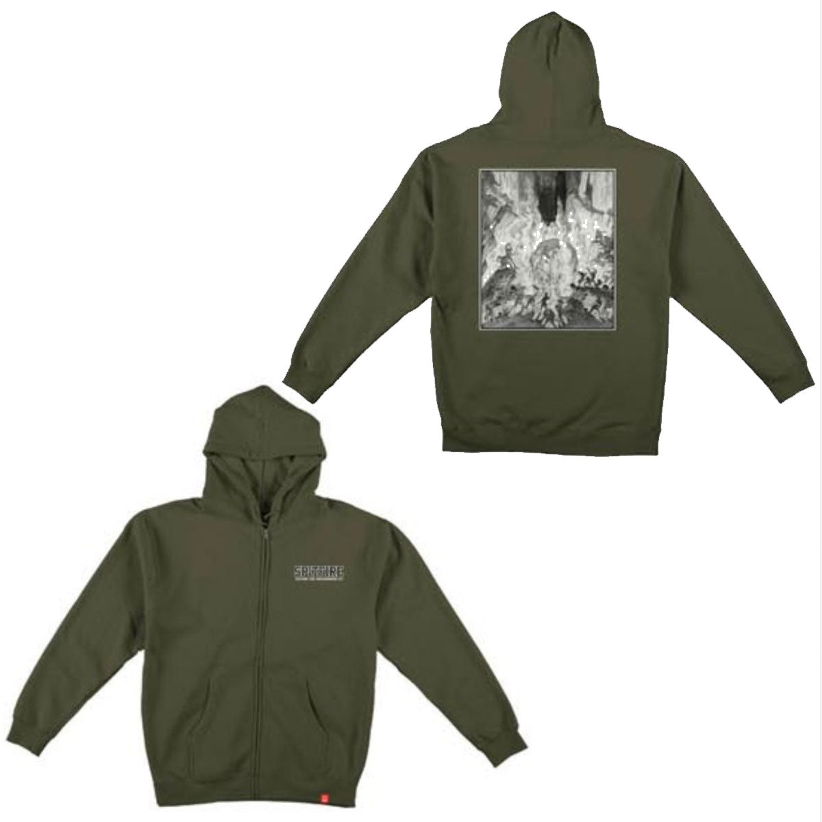 Sudadera Spitfire Hooded Zip Inferno K.T.U.L. Oliva