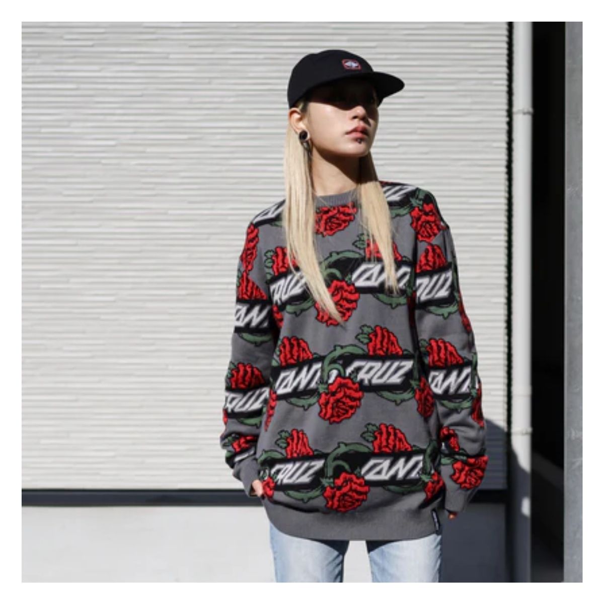 Sweater Santa Cruz Dressen Rose Vine Crew Top Gris / Negro / Rojo
